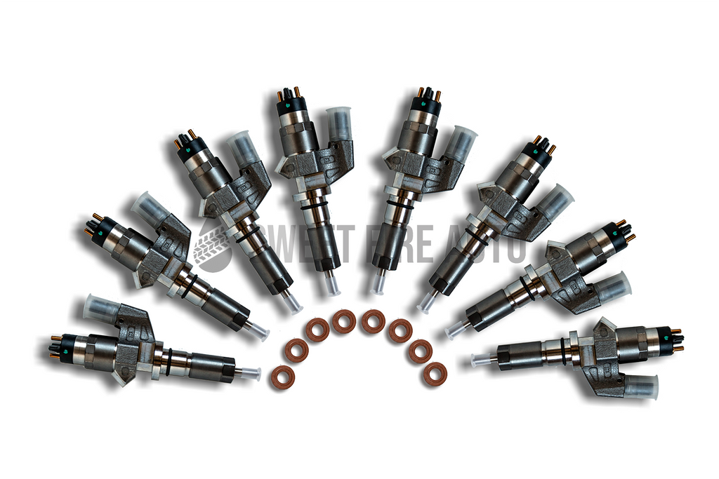 complete set of fuel injectors with copper sleeve for duramax 2001 to 2004 LBZ diesel trucks